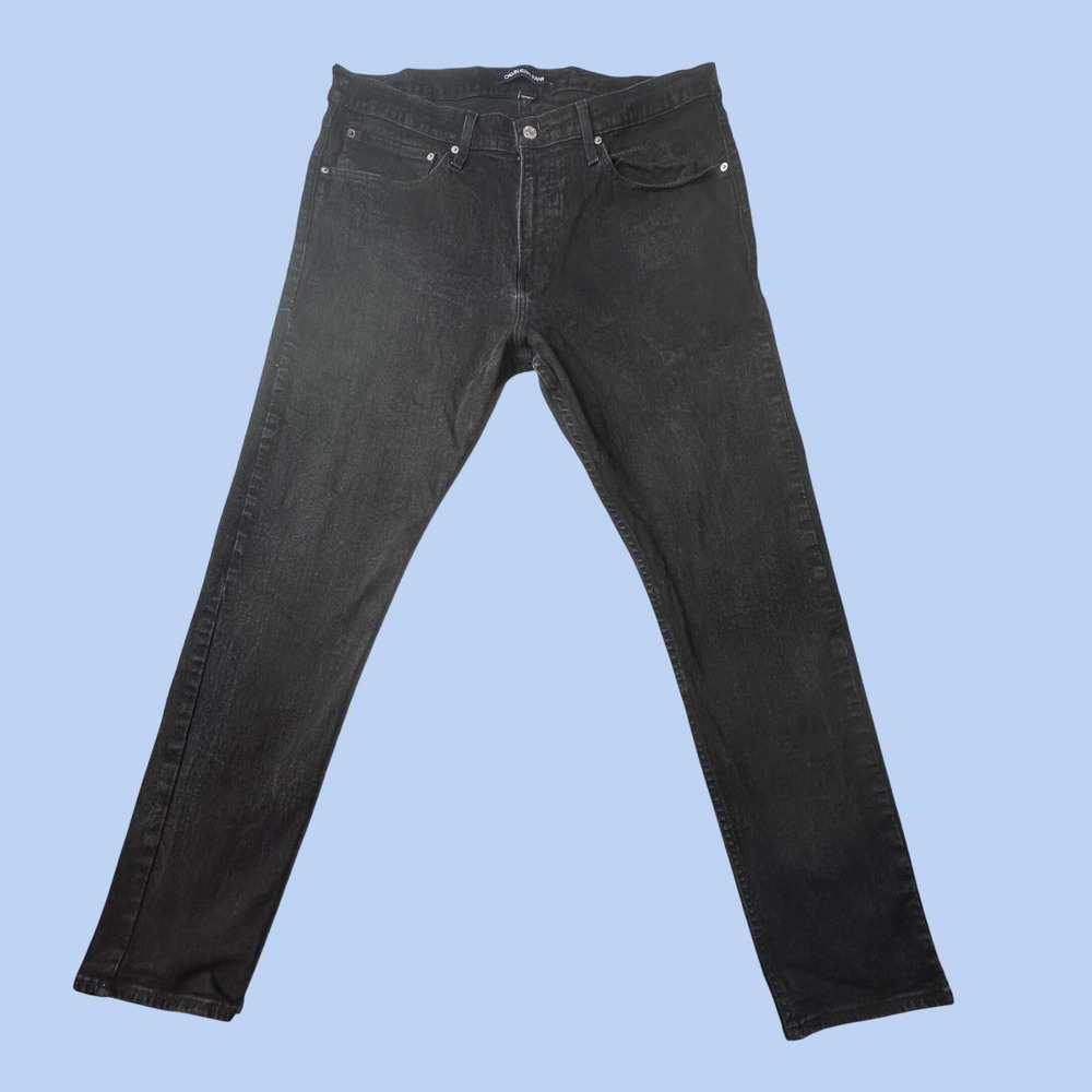 Calvin Klein Jeans Men 38x32 (38x30) Black Skinny Fit Stretch Casual Denim Pants